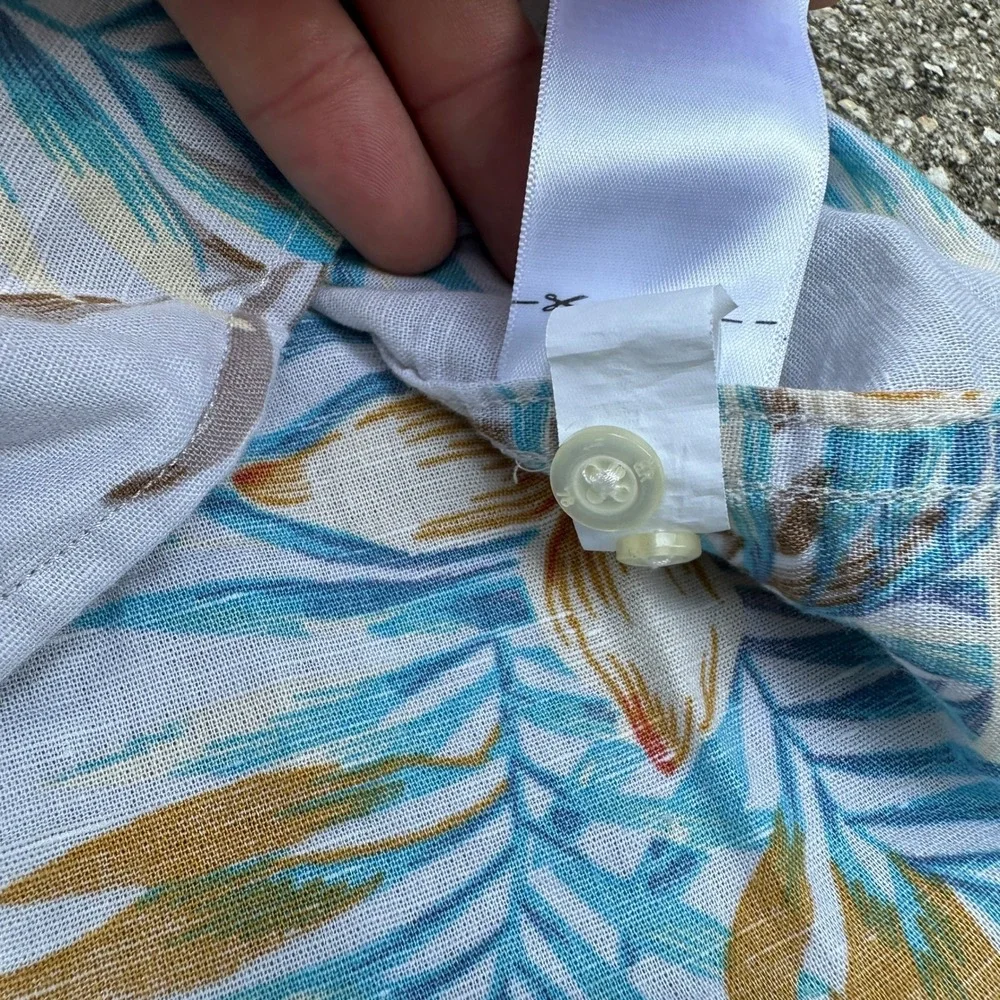 Banana Republic Mens Slim Fit Linen Cotton Tropical Floral Camp Shirt Medium